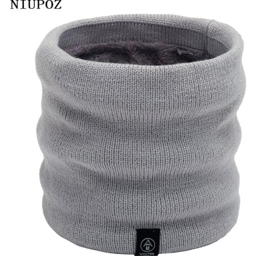 Women Fashion Winter Unisex Warm Solid Knitted Ring Scarf Men Bandana Scarf Headband Plus Velvet