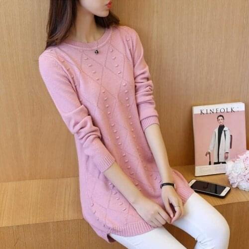 Autumn Winter Women Knitwear Sweater Pullover Fashion Solid Long Sleeve O-neck Sweater Jumper Female Loose Tops X712