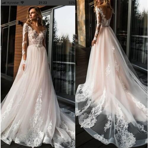 Elegant Lace Wedding Dress Vestidos de novia 2021 Simple A Line Bridal Dress V-Neck Sexy Romantic Floor Length Wedding Gowns