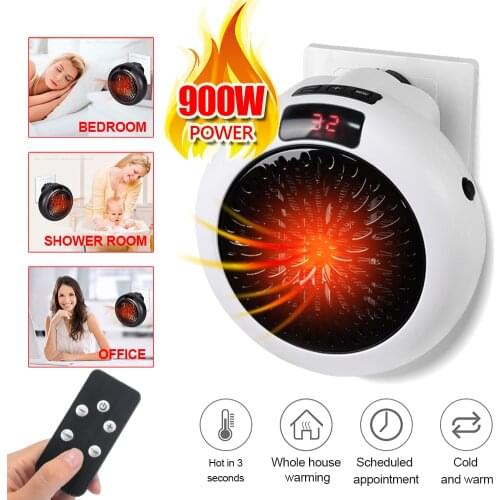 Winter Portable Electric Heating Radiator 900W Space Heater Wall Home Air Heater Warmer Mini Fan Desktop Household Handy EU Plug