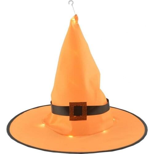 2Pcs Halloween Witch Hats Luminous Cosplay Props Polyester Taffeta Costume Party Hanging Ornaments for Indoor Halloween Decor