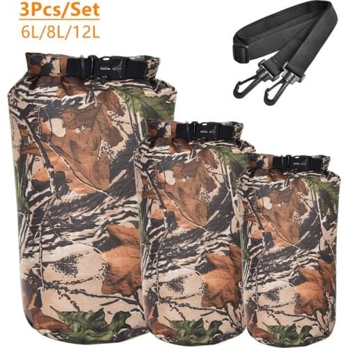 3pcs/set Outdoor Waterproof Bag Foldable Drifting Diving Moisture-proof Drying Bag Shoulder Compression Bag