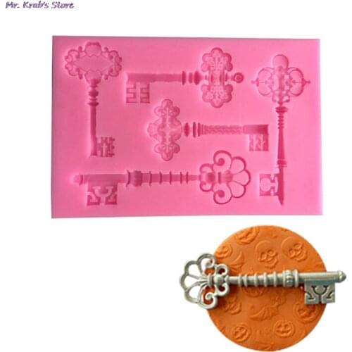 3D Vintage Key Silicone Resin Mold DIY Jewelry Pendant Mould Handmade Craft Making Tool