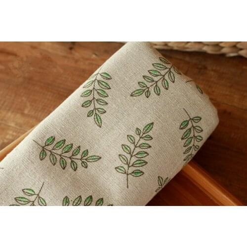Free shipping Small leaves olive leaves printed with coarse cotton linen handmade diy tablecloth background fabric