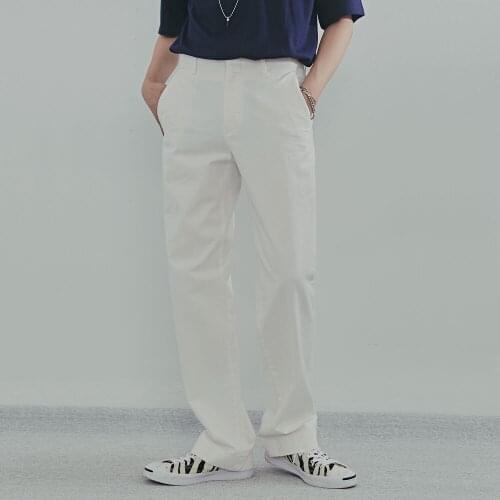 White pants mens summer relaxed Korean fashion ins overalls all kinds of thin large casual solid pants trendy men