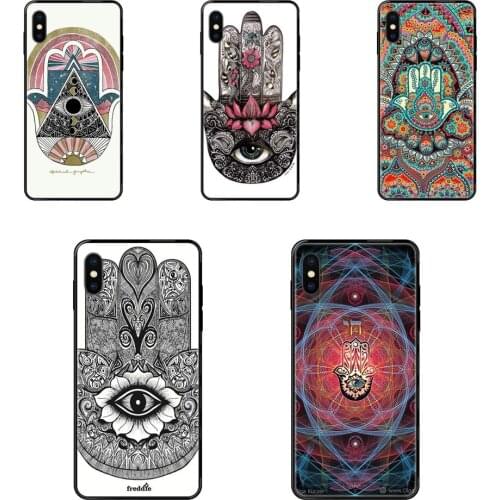 Fatima Hand Hamsa Bling Colorful Black Soft TPU Cartoon Pattern Phone Case For Huawei Honor 20 20I 20S 10 10I 6A 7A 7X 8C 8X 9