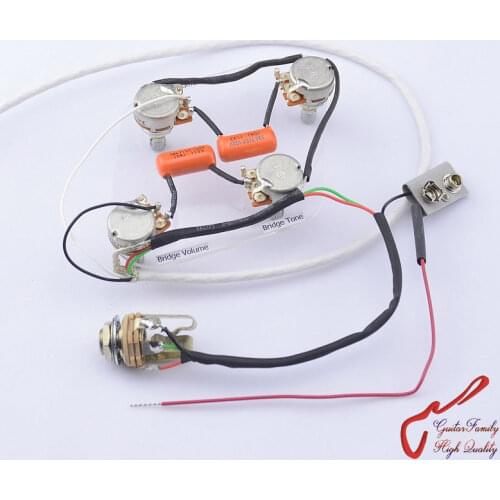 1 Set GuitarFamily Electric Guitar Active Pickup Wiring Harness ( 4x TQ 25K Pots + 1x Jack ) ( #0546 )