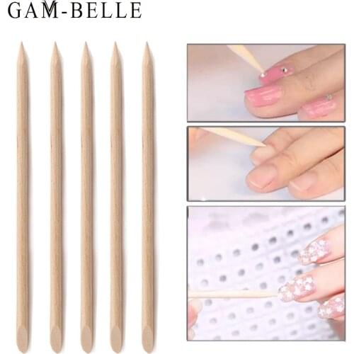 GAM-BELLE 100/50/10 Pcs/Packs Nail Art Stick Cuticle Pusher Women Wood Double End Remover Manicure Pedicure Care Nail Art Tools