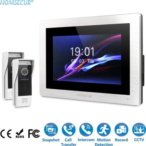 HOMSECUR 7"Hands-free Video Door Phone Intercom System+WaterproofAluminium Alloy Camera Record Motion Detection BC031-B +BM714-S