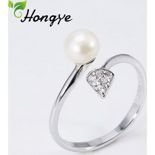 Hongye Personalized Pearl Rings 4 Styles Spoon Fork Cute Real Silver 925 Chic Jewelry Luxury Femme Vintage Finger Accessories