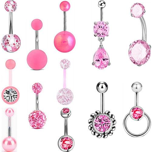 5/6/7/12pcs/set Stainless Steel Navel Belly Button Rings Women Fashion Belly Button Ring Piercing Body Piercings Jewelry
