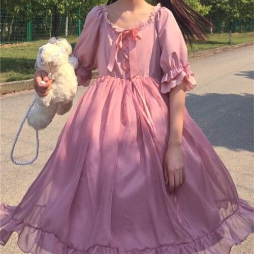 Sweet Lace Ruffle Design Niche High Waist goth lolita victorian dress gothic dress renaissance tea party fairy dress