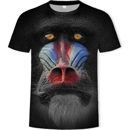 2021 summer fashion new smart ape monkey 3D printing pattern mens T-shirt casual all-match short-sleeved top