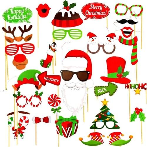 Cute Christmas Photo Props Santa Claus Beard Christmas Elk Horn Decor Kids Favor Merry Christmas Decor For Home 2022