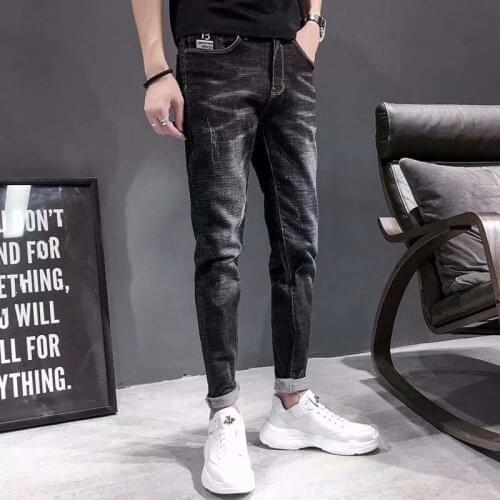 New arrival 2020 mens slim spring autumn mens casual pants black teenagers cowboy students feet pants male pencil jeans