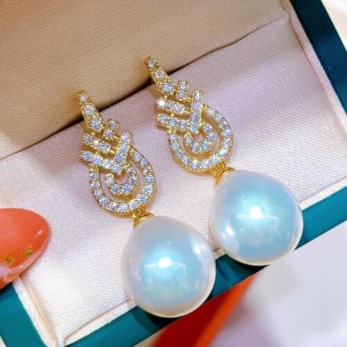 New Arrival Women Handmade Keshi Natural Luxury Design Baroque Freshwater Pewarl Dangle Earrings