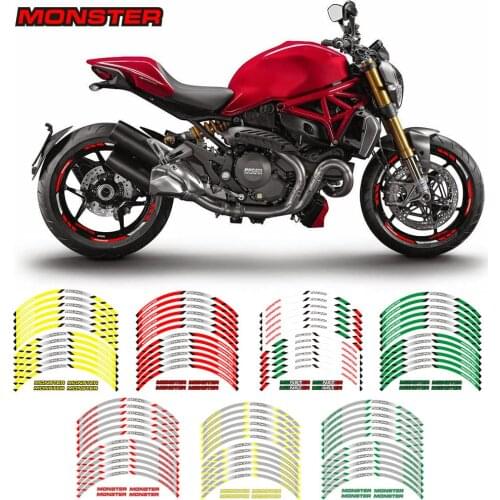 New high quality 12 Pcs Fit Motorcycle Wheel Sticker stripe Reflective Rim For DUCATI MONSTER 695 696 796 1100 1100S