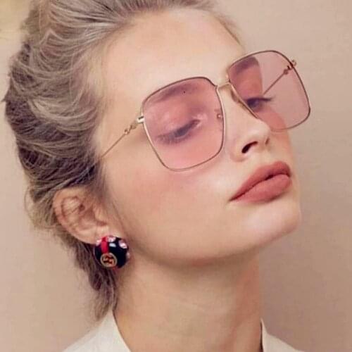 ONEVAN Square Sunglasses Women Oversized Metal Glasses Women/Men Luxury Brand Designer Eyewear Women Retro Gafas De Sol Mujer