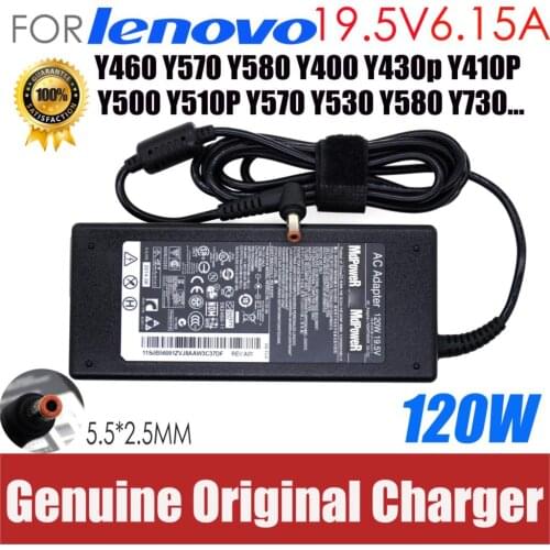 Original 19.5V 6.15A 120W 5.5*2.5mm Laptop AC Adapter For Lenovo Y460 Y570 Y580 Y400 Y430p Y410P Y500 Y510P Y570 Y530 Y580 Y730