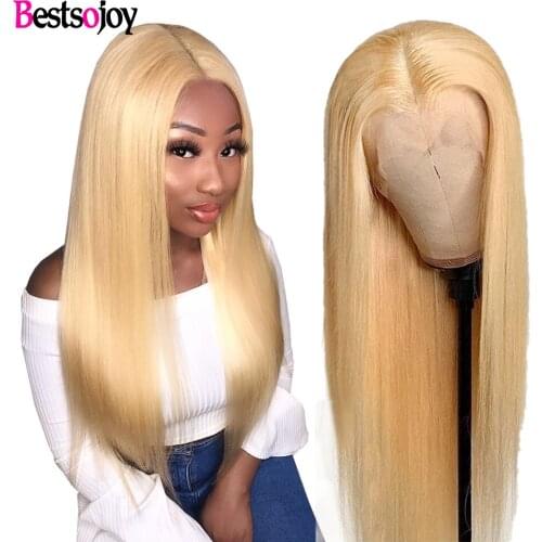 4x4 Lace Closure Human Hair Straight 613 Closure Wig 180 Density Transparent Lace Wigs Glueless Pre Plucked Bestsojoy Hair