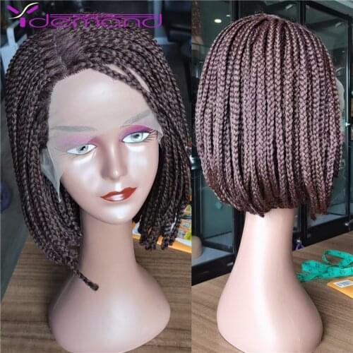 Y Demand Lace Front Short Box Braid Bob Wig Cheap Price Wigs For Women Black Heat Resistant African Synthetic Braided Bob Wigs