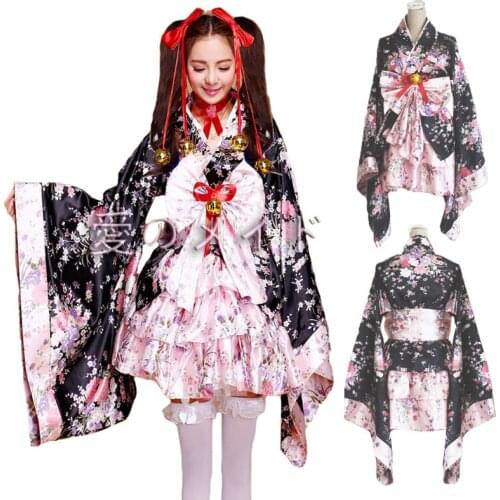 Women Princess Kawaii Lolita Dress Girls Kimono Sexy Cosplay Costumes Cute Loli Skirt Fashion Sweet Vestido Halloween Party Wear