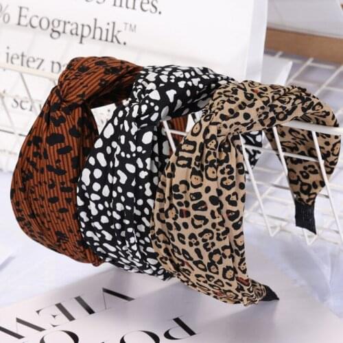 H:HYDE Fashion Women Hairband Wide Side Cross Knot Headband Leopard Flower Turban Adult Headwear Hair Accessories