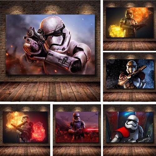 Retro Art Abstract Star Wars Soldier Art Posters and Print Canvas Painting Wall Art Picture for Living Room Home Decor No Frame