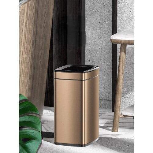 Stainless Steel Luxury Trash Can Large Europe Standing Bedroom Trash Bin Modern Rangement Cuisine Kitchen Storage BD50WB
