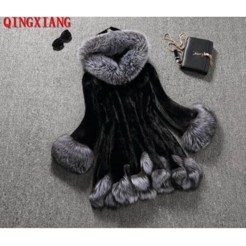 S-4XL Sample Fashion Winter Women Faux Mink Fur Coat Woman Fur Coat With Hooded Artificial Fur Jacket manteau femme hiver