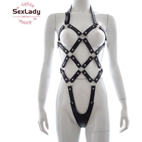 SexLady Flirting Pu Leather Clothes Costumes Steel Pipe Costume Alternative Handcuffs For Sex Toys For Couple Adult Cosplay Game