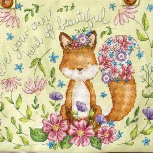 Precision Printing Fishxx Cross Stitch Kit A3294 Flower Little Fox DIY Home Sewing Embroidery Painting