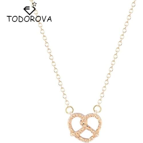Todorova Chic Simple Pretzel Necklaces & Pendants Vintage Love Heart Necklaces Christmas Gifts for Women Girlfriend