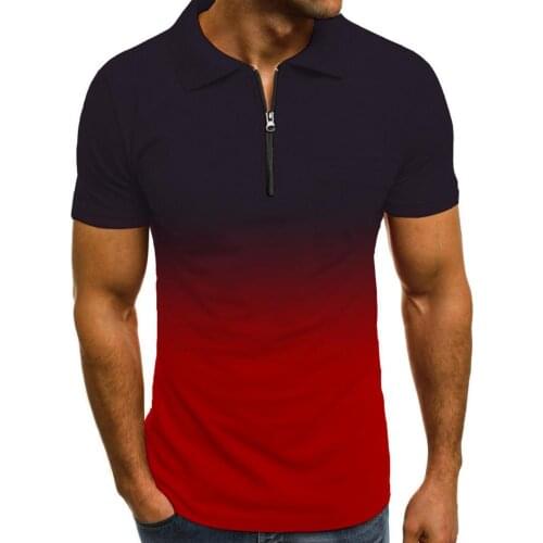 Thin Simple Turn-down Collar Men T-shirt Skin-friendly Men T-shirt Zipper for Daily Wear