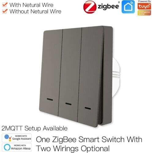 New Tuya Zigbee Smart Switch With / No Neutral AC100-250V Light Switches Support Zigbee2MQTT 2/3 Way Works Alexa Google Home