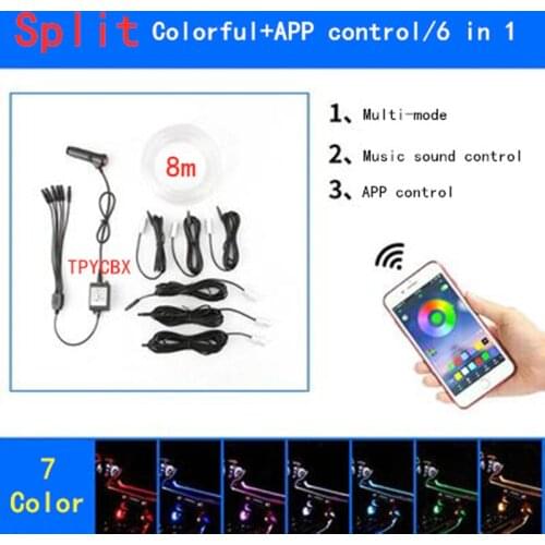 Universal RGB LED Atmosphere Car Light Interior Decoration Fiber Strip Light App Control Decorative Ambient Lamp Dashboard Lamps