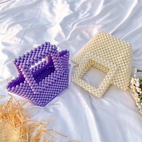 NEW Pearl Evening Clutch Bags Women Luxury Handmade Hand Woven Pearl Beaded Purses And Handbag Ladies Cross Body Shoulder Bags