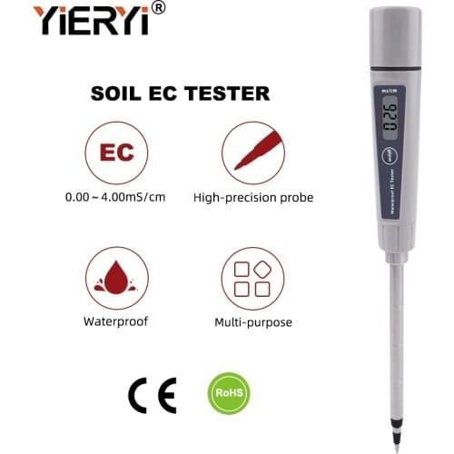 Yieryi EC-316 Soil EC Tester ATC High-Precision Digital Soil Meter Conductivity Tester 0-4.00 MS/cm for Plants Laboratory Soil