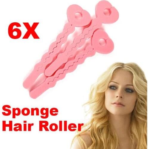 W7Tn 6 Pcs Non- Electricity Magic Hair Salon Care Roller Sponge Curlers New