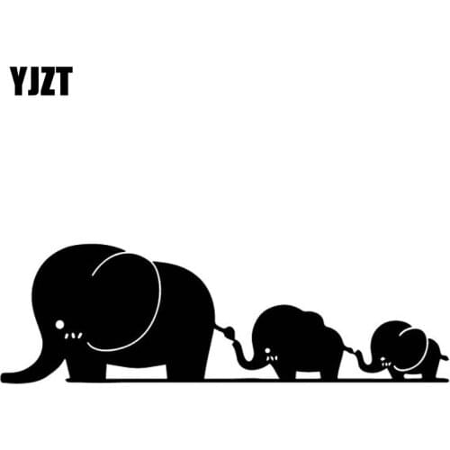 YJZT 18.5CM*5.8CM Elephant Happy Family Cartoon Decor Bumper Car Sticker Vinyl Decal Black/Silver C4-1617
