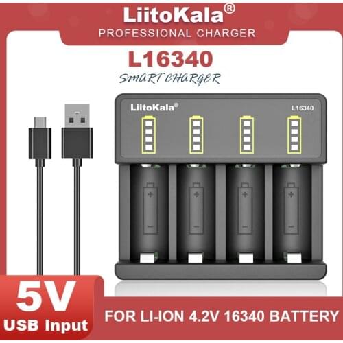 2019 LiitoKala Lii-L16340 Rechargeable battery charger 4Slot For 3.7V 16340 CR123A CR17335 batteries+5V plug