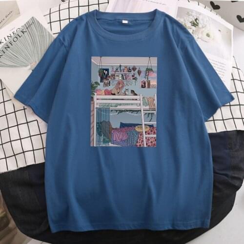 Pastel Daydreams T Shirt Women Harajuku Casual T-Shirt Summer Kawaii Pink Tee Shirts 2021 Street INS Womens T Shirt