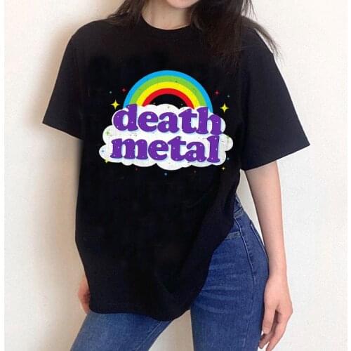 Geek Death Metal Unicorn Tshirt Black womens Tees New Rainbow Graphic T Shirt Hip Hop Band T-Shirt Sweatshirt Summer Autumn