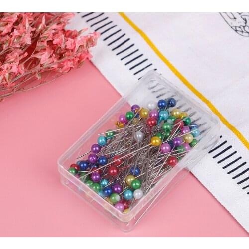 100pcs/box 38mm Round Pearl Head Dressmaking Pins Weddings Corsage Florists Sewing Pin Mixed Color Accessories