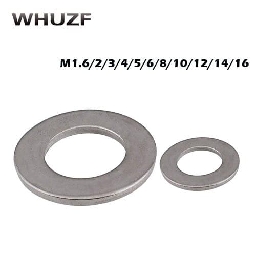 100pcs M1.6 M2 M2.5 M3 M3.5 M4 M5 M6 M8 304 Stainless Steel Flat Washer Plain Washer Flat gasket