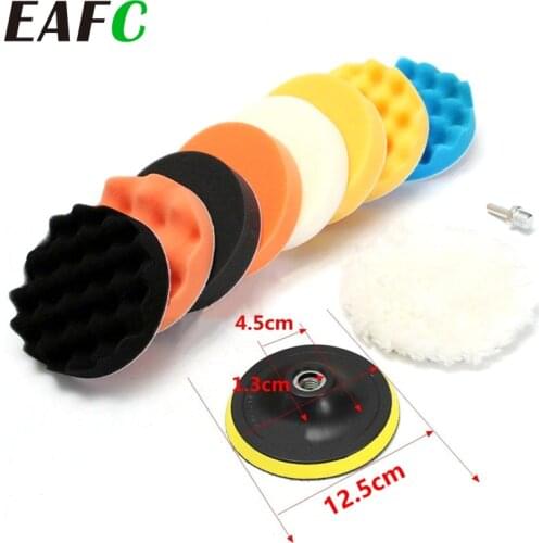 11Pcs 3/4 inch Car Polishing Disc Self-Adhesive Buffing Waxing Sponge Wool Wheel Polishing Pad for Car Polisher Drill Adapter
