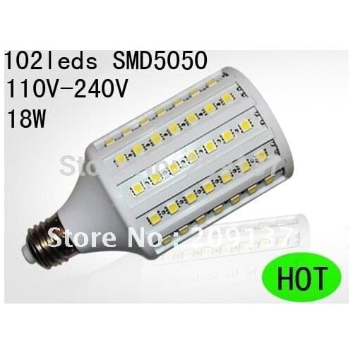 18W 5050 SMD 102 LED Corn Bulb Light E27 LED Lamp White | Warm White 110V- 240V 1800LM,Free shipping