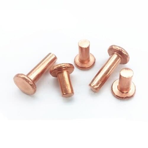 2pcs M8 purple copper flat head solid rivets percussion rivet 16mm-40mm length high strength