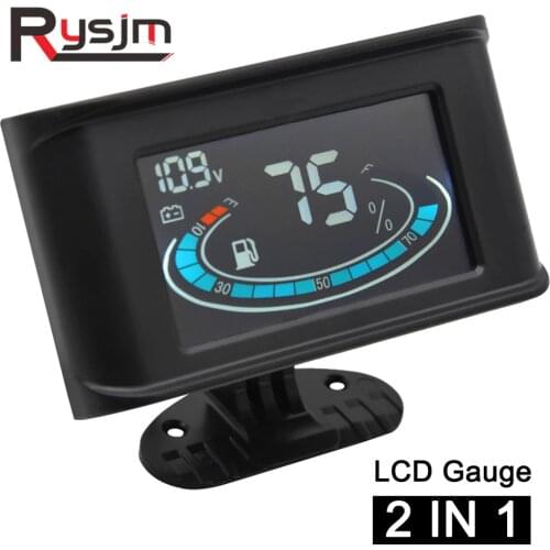 2 in 1 Universal Digital LCD Screen voltmeter Fuel Gauge 12v24v panel instrumentation voltage volt meter for auto motorcycle car