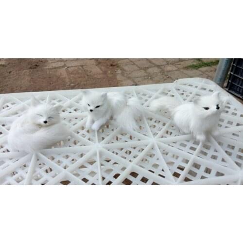 3 pieces a lot simulation fox toys resin&fur white fox models gift 1040